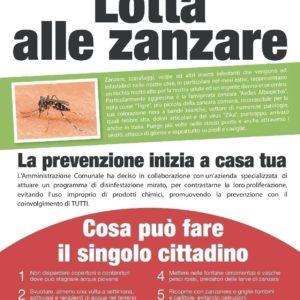 Avviso Disinfestazione zanzare – 8 Giugno 2021